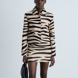 Mango Zebra Print Leather Jacket - NWT